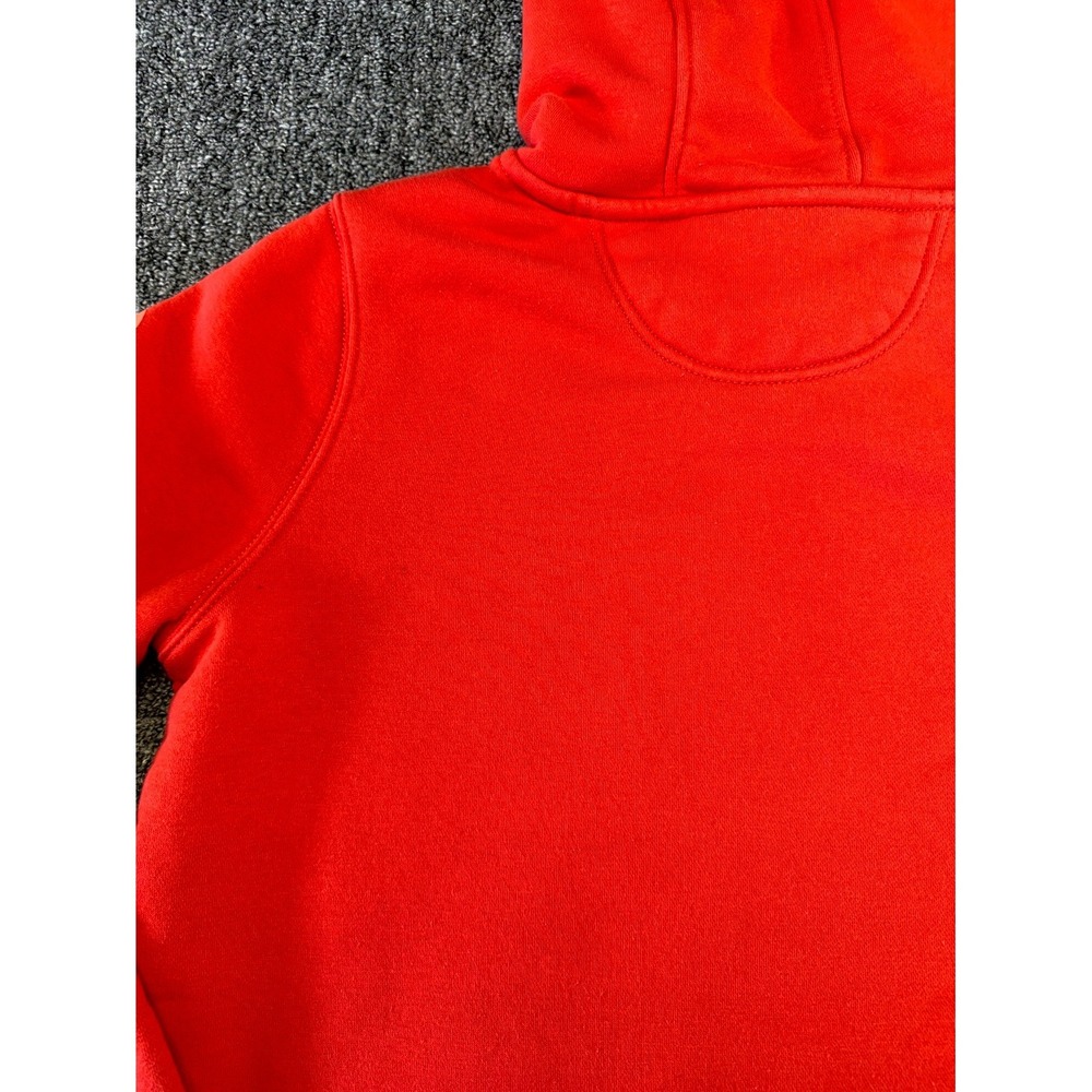 Carhartt Hoodie Mens Red Logo Ribbed Hem Drawstring Kangroo Pockets Pullover - Picture 10 of 16